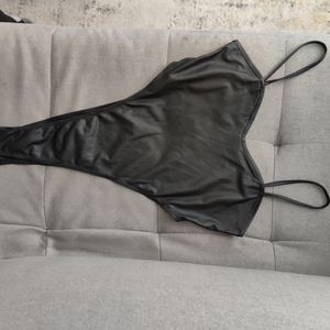 Faux leather bodysuit